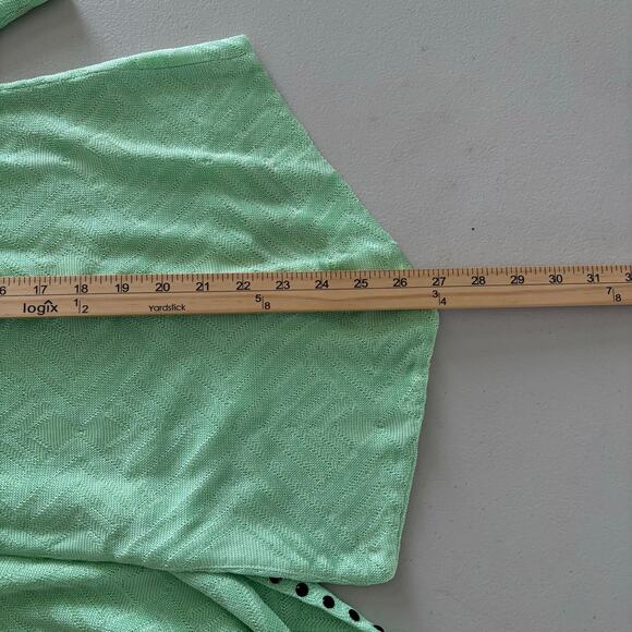 Ming Wang Cardigan Women Size Medium Green Embossed Geometric Studded Open Front - Picture 10 of 14